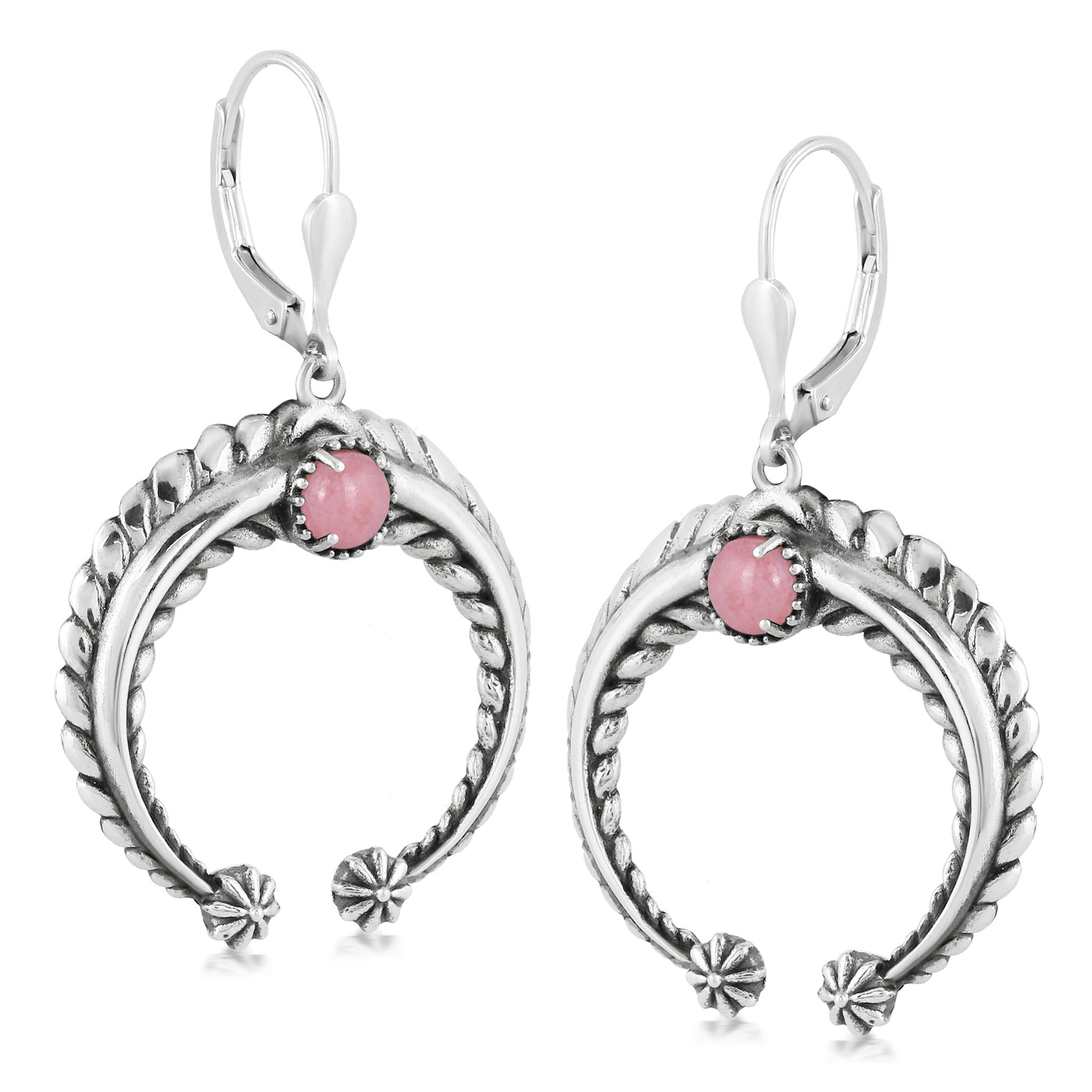 Sterling Silver Pink Opal Naja Lever Back Earrings