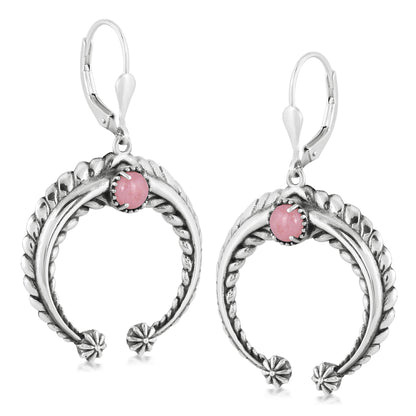 Sterling Silver Pink Opal Naja Lever Back Earrings