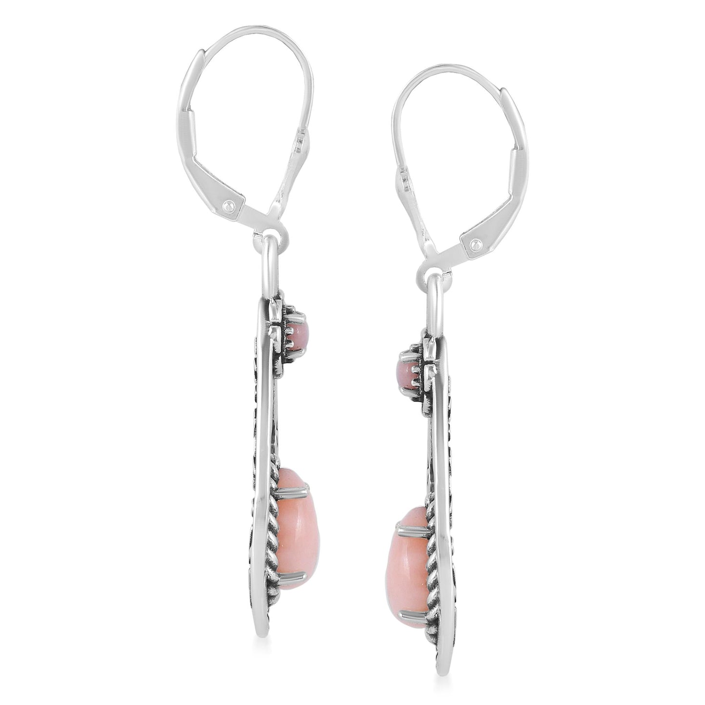 Sterling Silver Pink Opal Teardrop Dangle Earrings