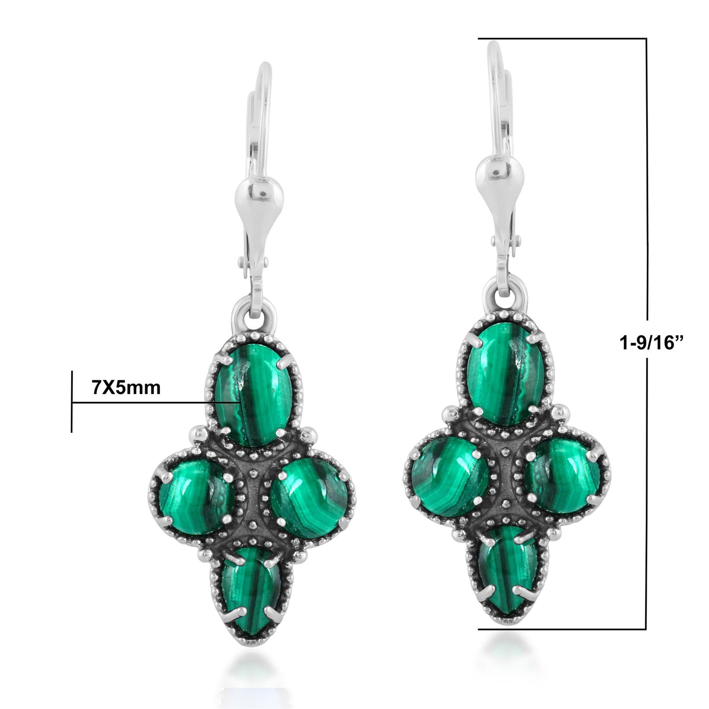 EXCLUSIVELY OURS! Sterling Silver Malachite Lever Back Dangle Earrings