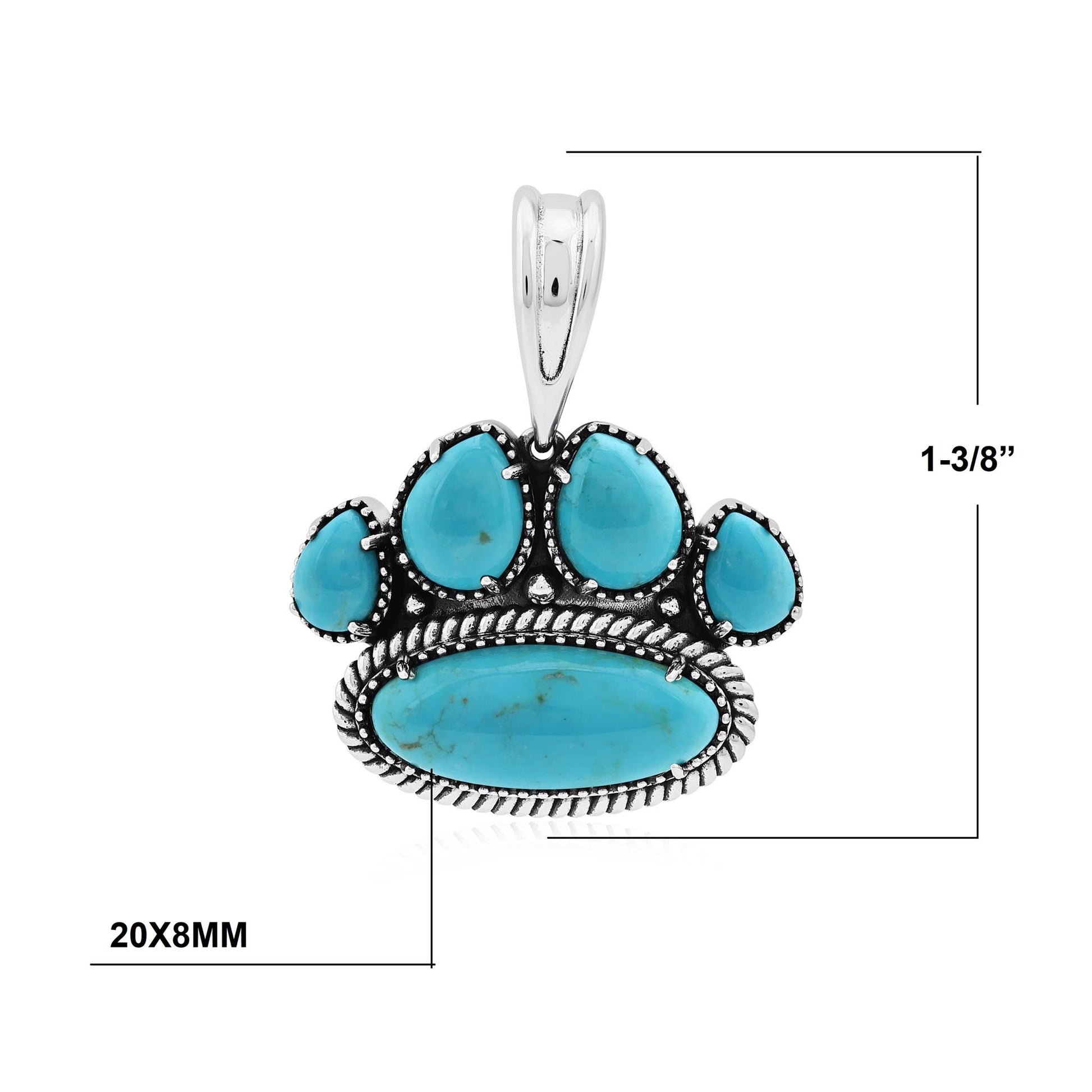 Sterling Silver Kingman Turquoise Pawprint Pendant Enhancer