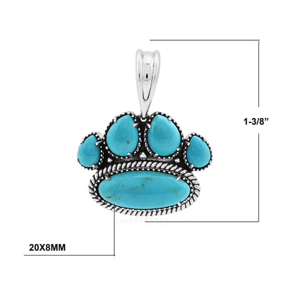 Sterling Silver Kingman Turquoise Pawprint Pendant Enhancer