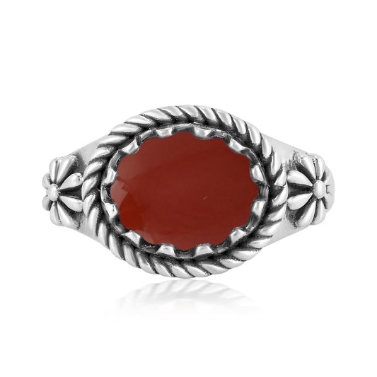 Sterling Silver Red Jasper East West Ring