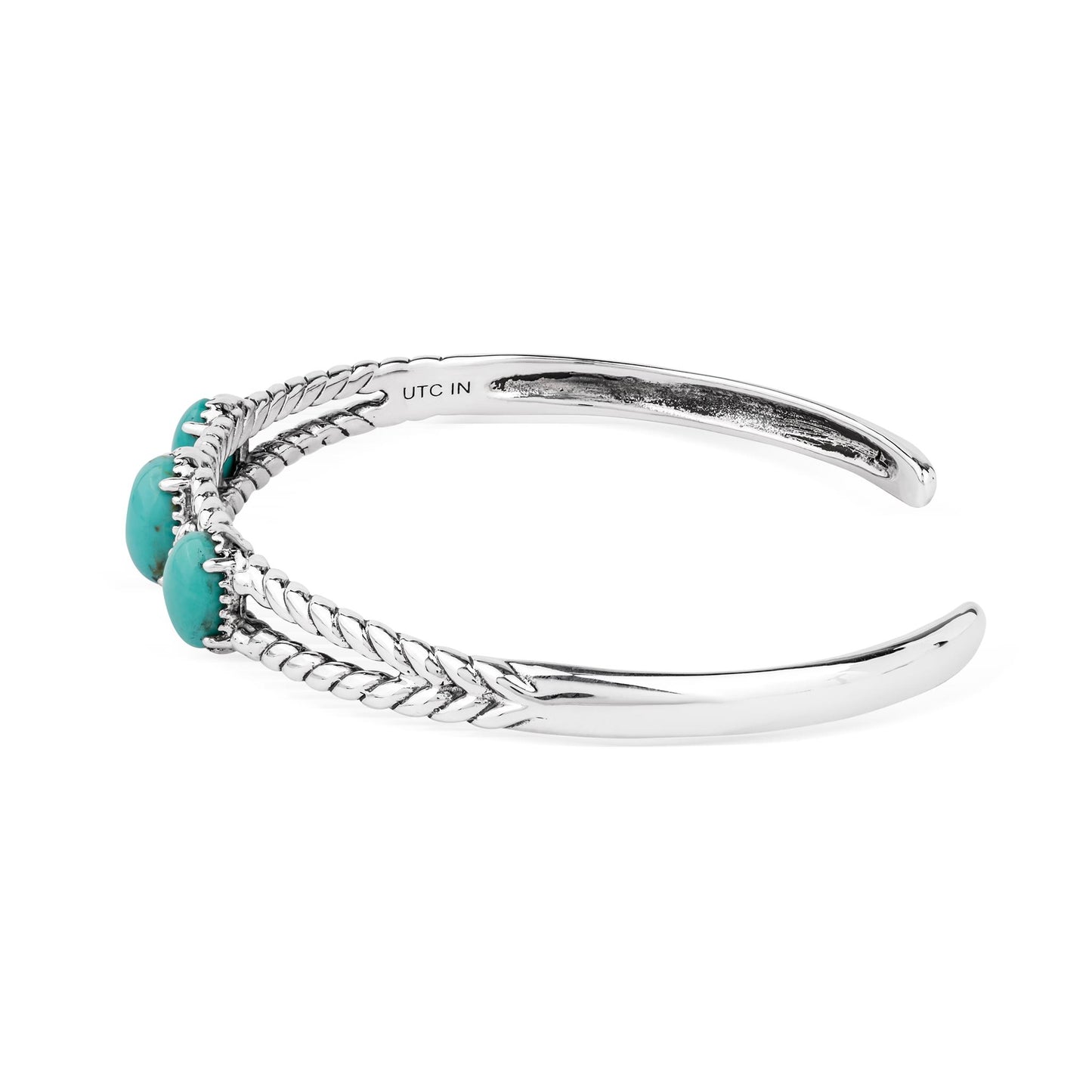 EXCLUSIVELY OURS! Sterling Silver Green Turquoise Oval Rope Friendship Cuff Bracelet, Sizes Small to Large