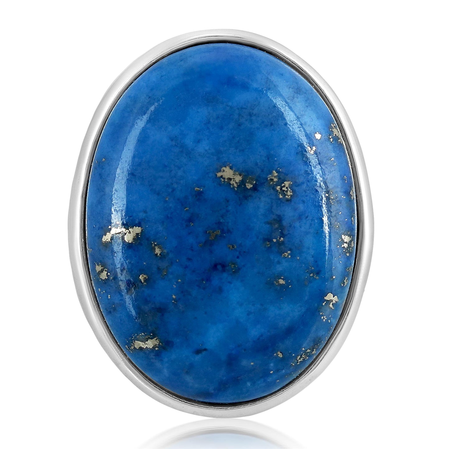Sterling Silver Lapis Bold Oval Bezel Set Ring