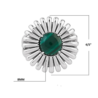  Sterling Silver Malachite Concha Ray Ring