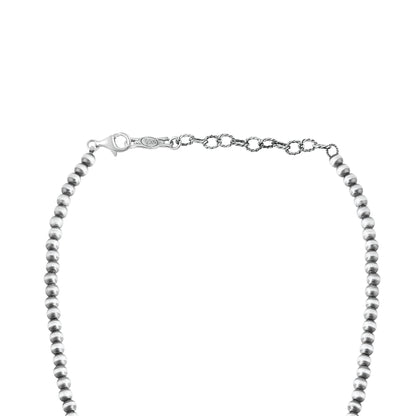 Sterling Silver Kingman Turquoise 8-Station Pear Squash Blossom Necklace, 17 to 20 Inches