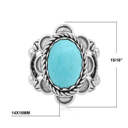 Sterling Silver Kingman Turquoise Oval Scallop Ring