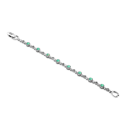 Sterling Silver Green Turquoise Round Beaded Bracelet, Sizes Small to Large