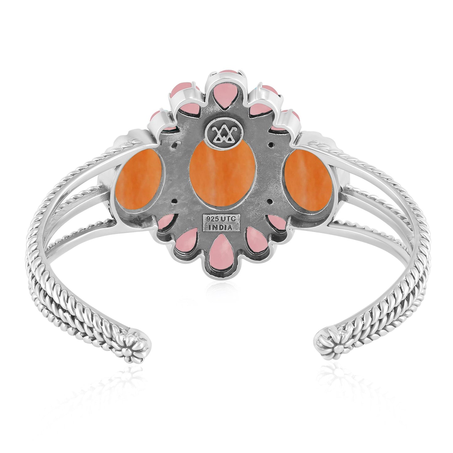 EXCLUSIVELY OURS! Sterling Silver Orange Spiny Oyster and Pink Opal Cuff Bracelet
