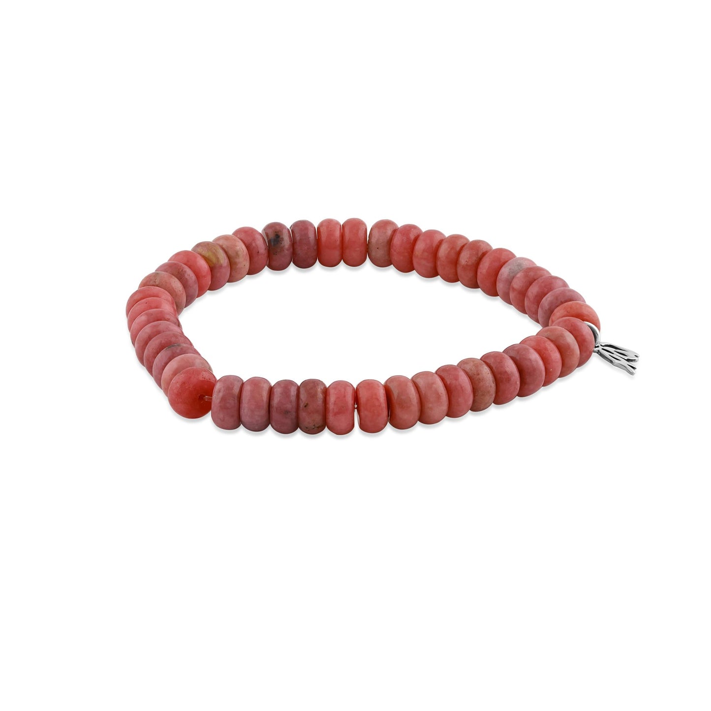 EXCLUSIVELY OURS! Sterling Silver Rhodonite Bead Stretch Bracelet, Sizes Small to Large