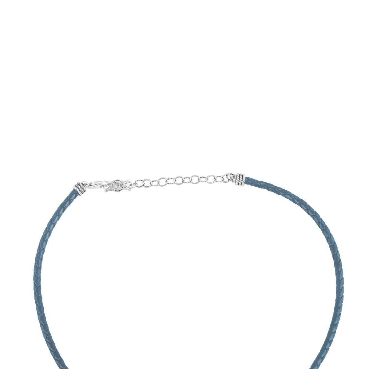 Sterling Silver Denim Lapis Blue Leather Cluster Necklace, 17 to 20 Inches