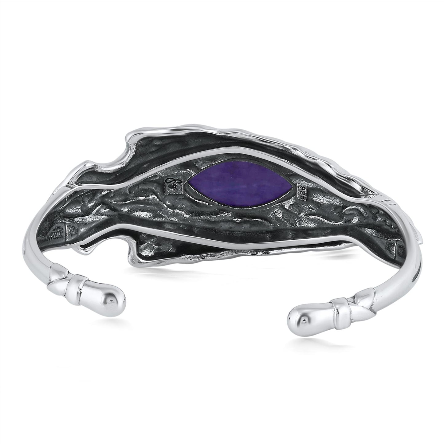 EXCLUSIVELY OURS! Sterling Silver Charoite Fritz Casuse Arrowhead Cuff Bracelet, Sizes Small to Large