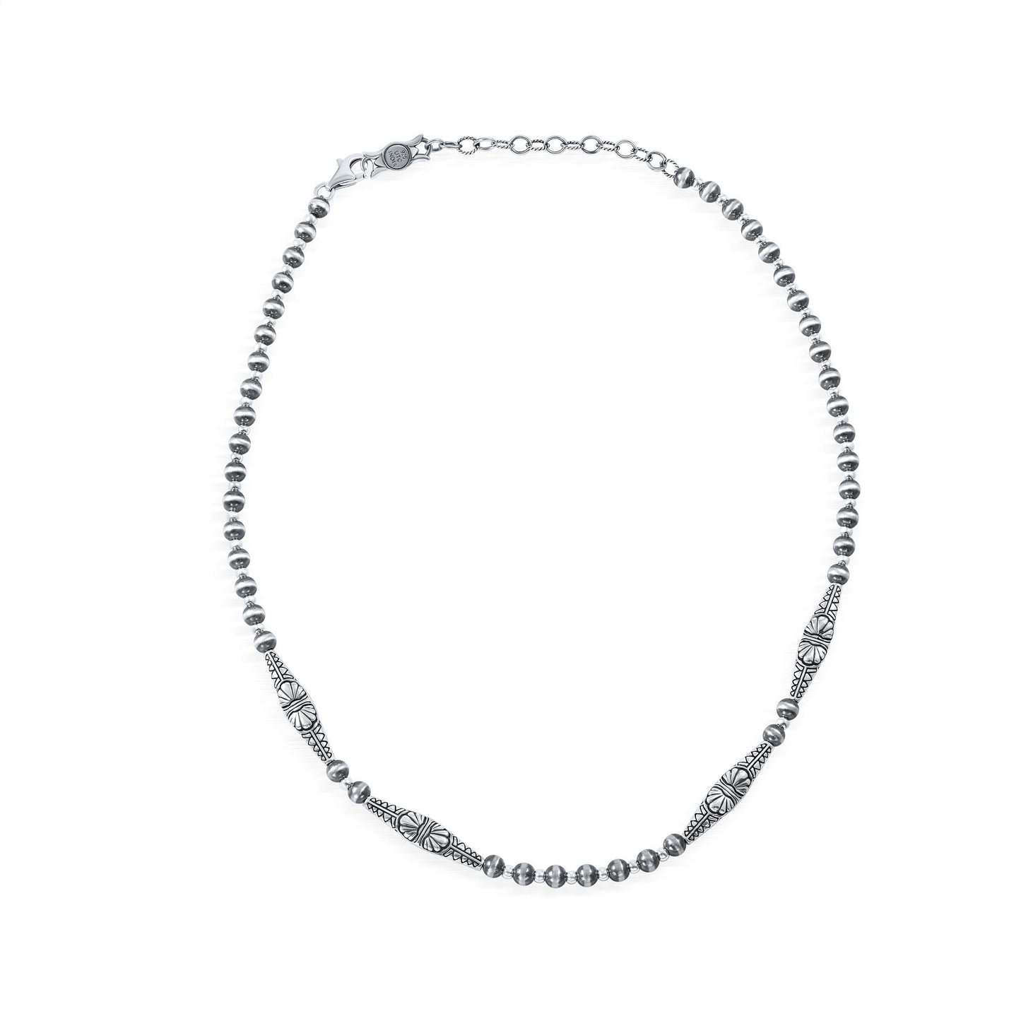 Sterling Silver Sleeping Beauty Bead and Station Bar Necklace