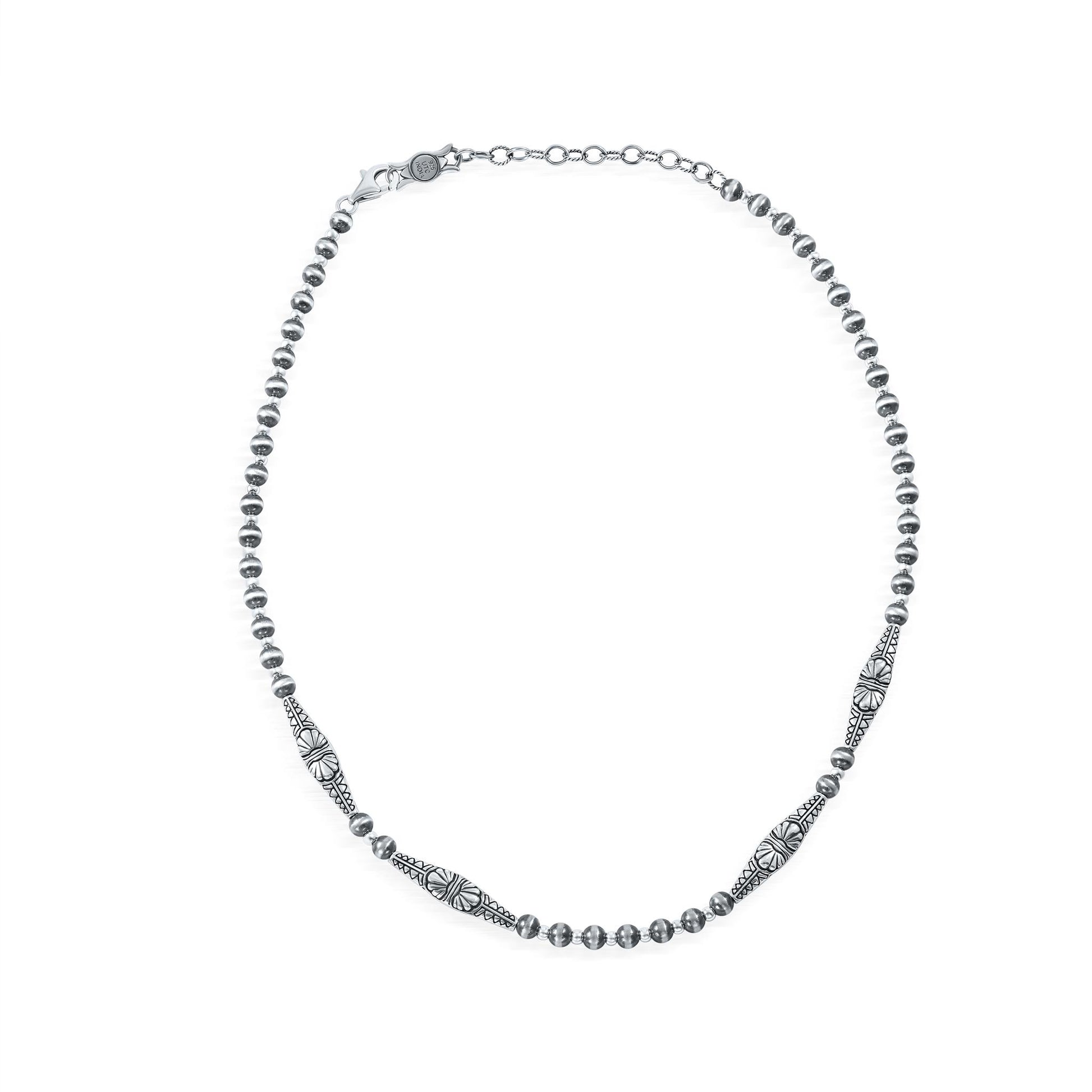Sterling Silver Sleeping Beauty Bead and Station Bar Necklace