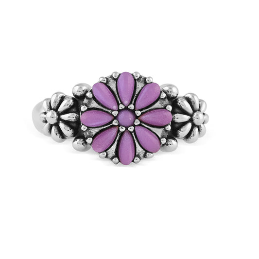 Sterling Silver Phosphosiderite Concha Flower Ring