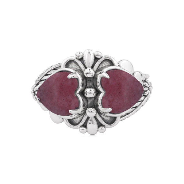 EXCLUSIVELY OURS! Sterling Silver Rhodonite Double Heart Ring, Sizes 5 ...
