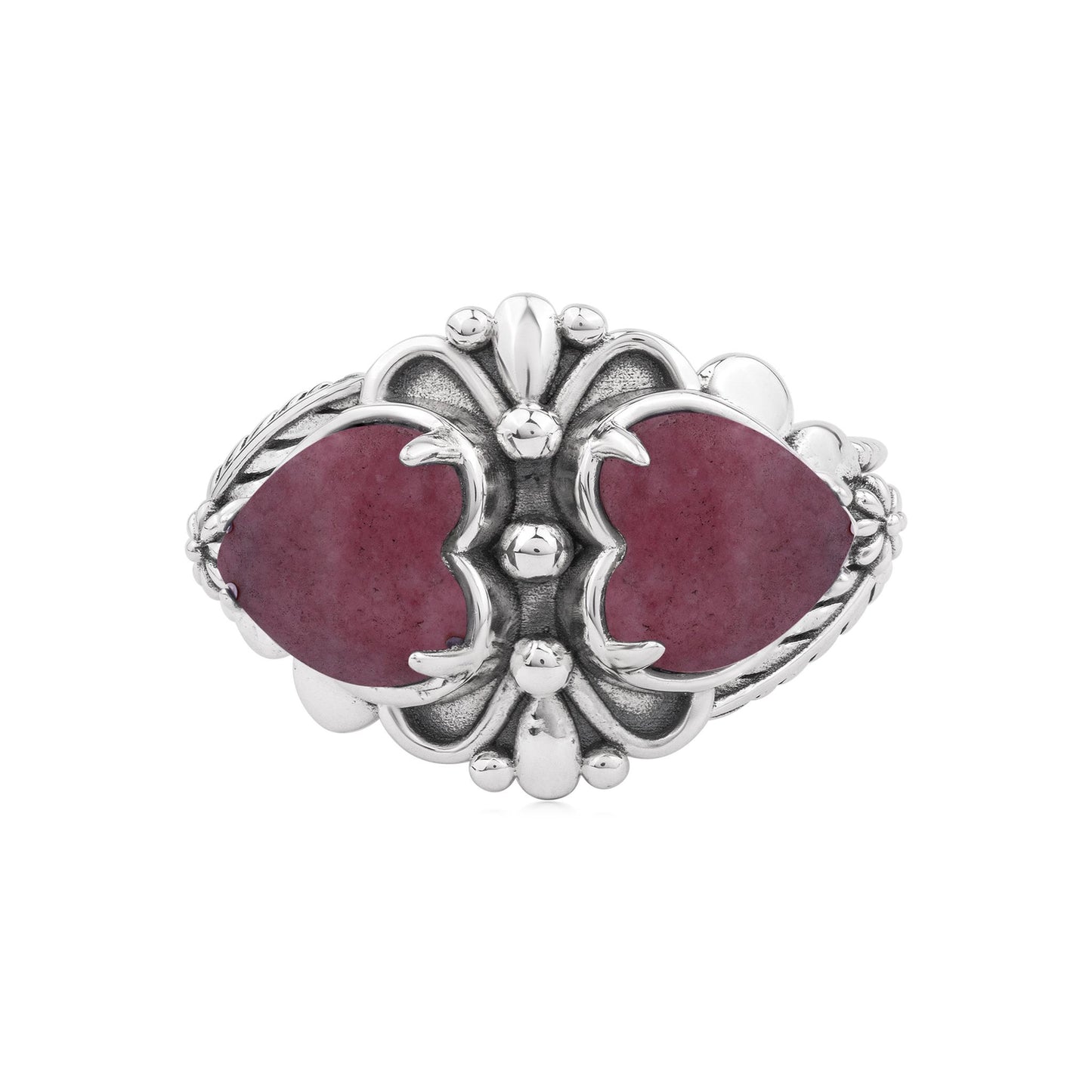 EXCLUSIVELY OURS! Sterling Silver Rhodonite Double Heart Ring, Sizes 5 to 11