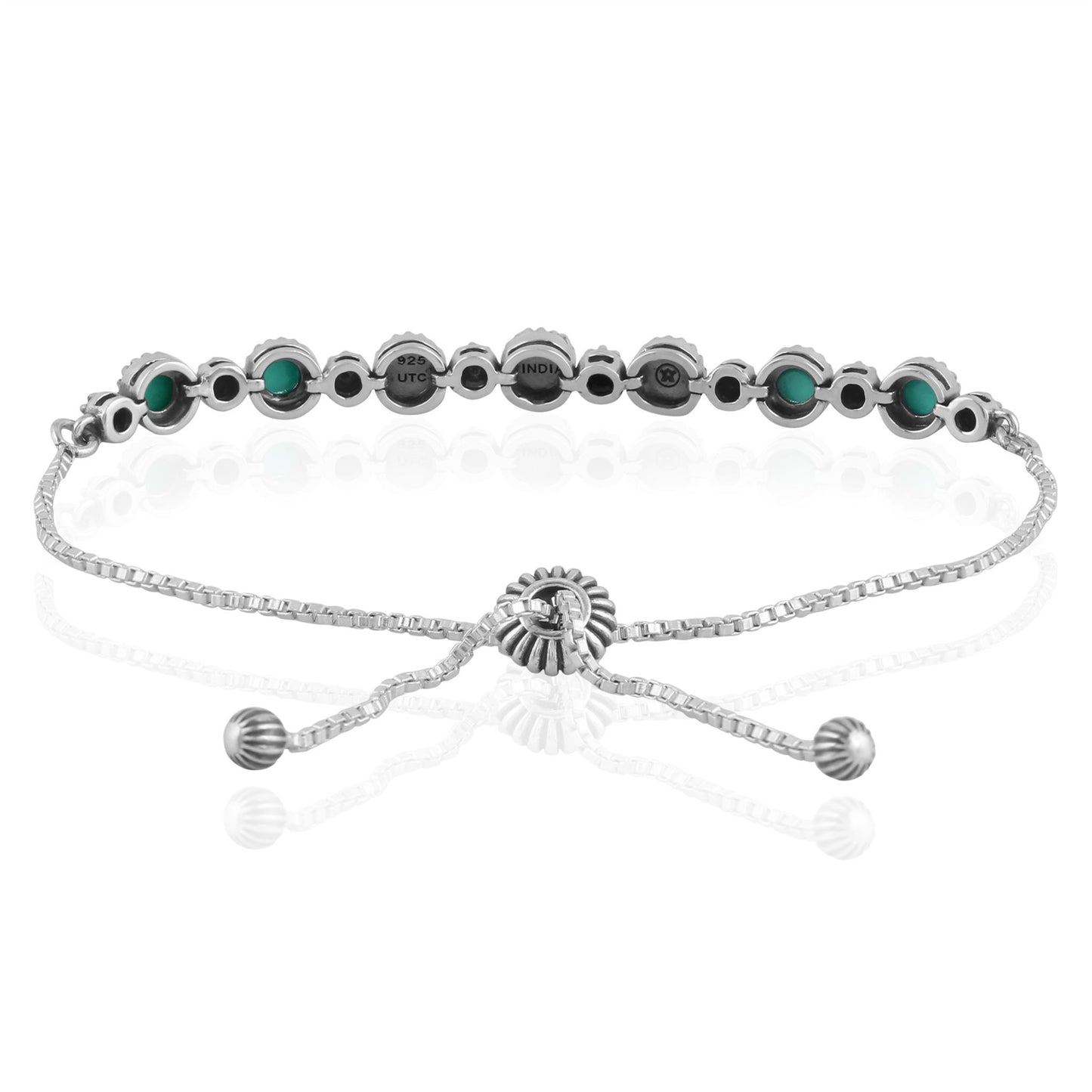 Sterling Silver Turquoise Adjustable Friendship Bracelet