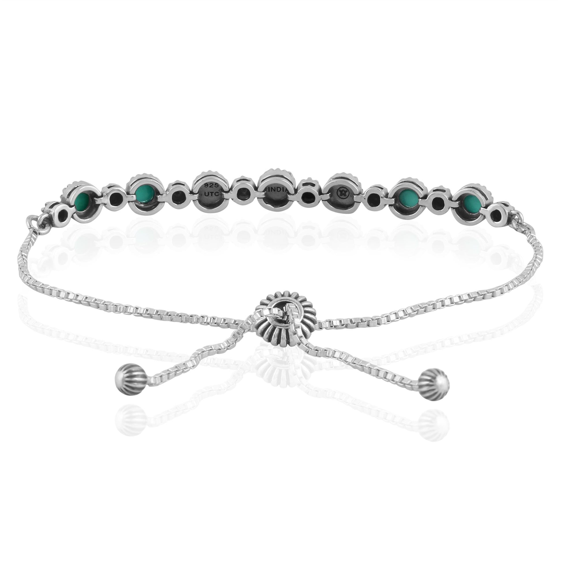 Sterling Silver Turquoise Adjustable Friendship Bracelet