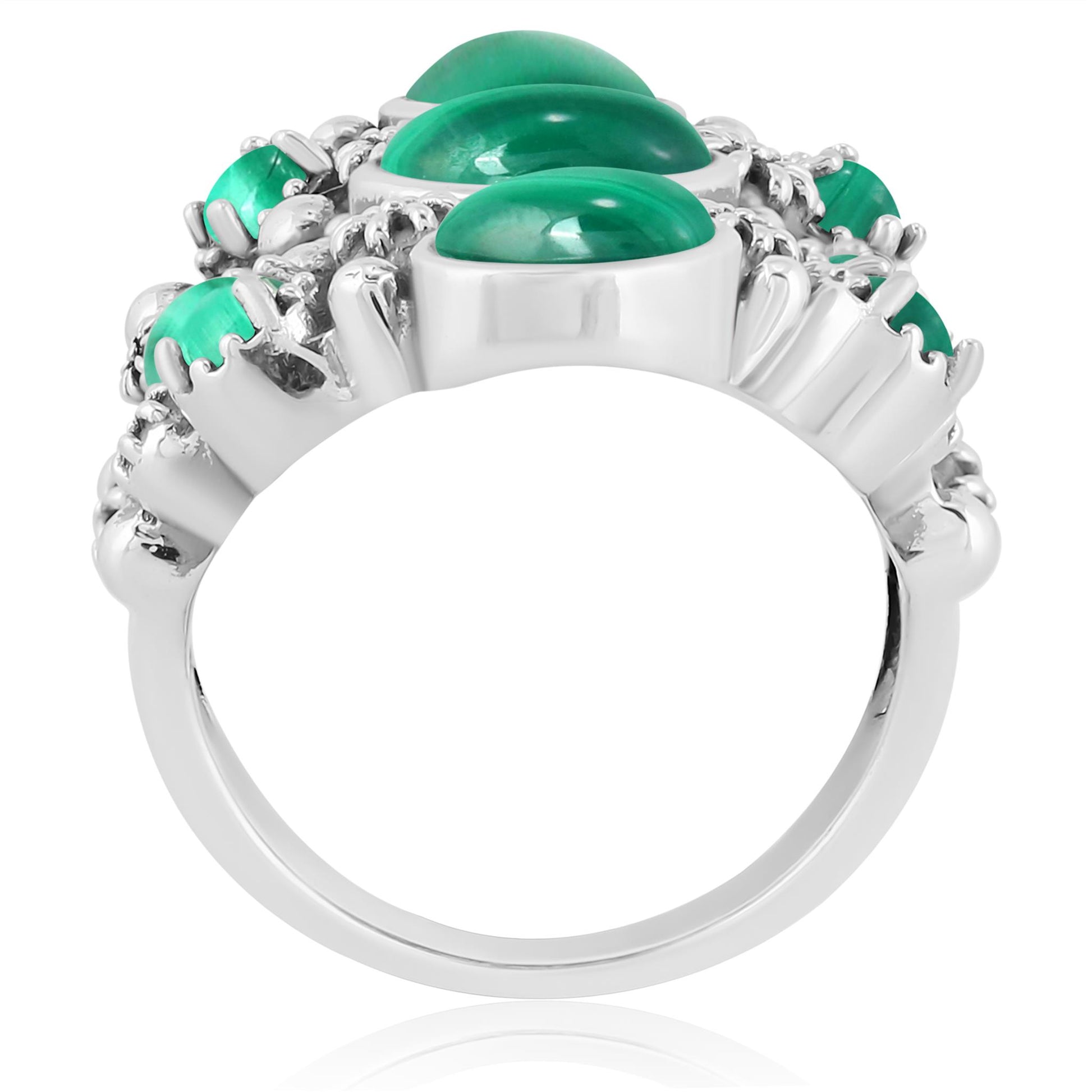 EXCLUSIVELY OURS! Sterling Silver Malachite 9-Stone Cluster Ring