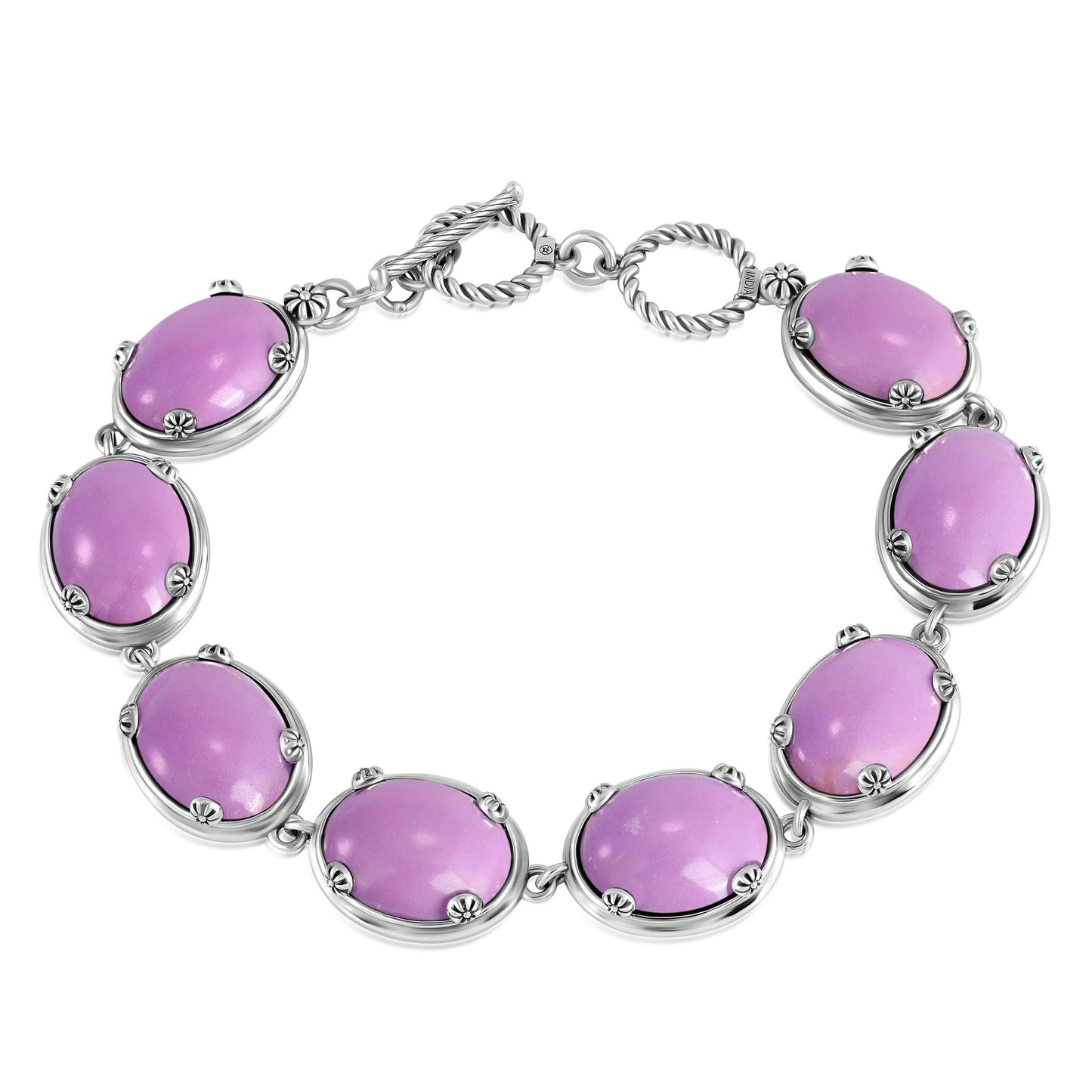 EXCLUSIVELY OURS! Sterling Silver Phosphosiderite Oval Cabochon Toggle Bracelet, Sizes Small to Large