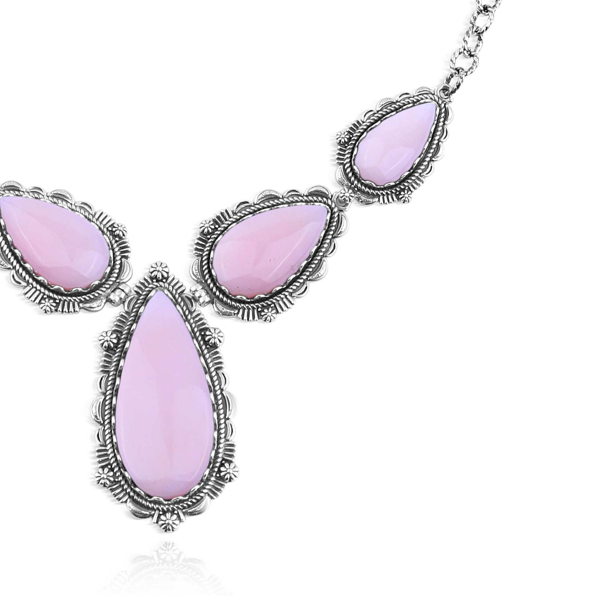 LIMITED EDITION! Sterling Silver Pink Opal Gemstone Statement Necklace