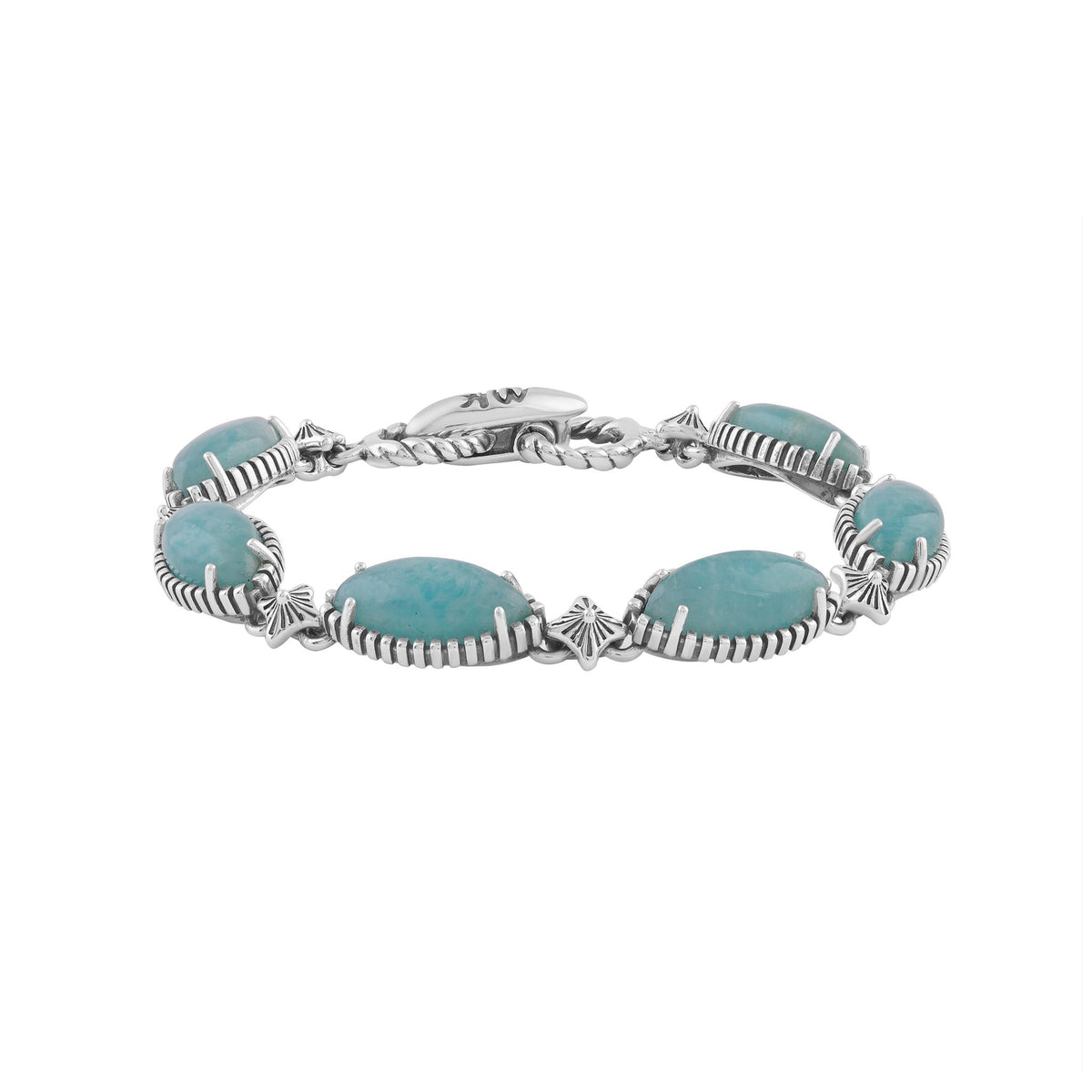 Sterling Silver Amazonite Marquise Cut Link Bracelet