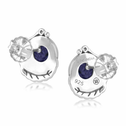 EXCLUSIVELY OURS! Sterling Silver Charoite Leaf Design Button Earrings