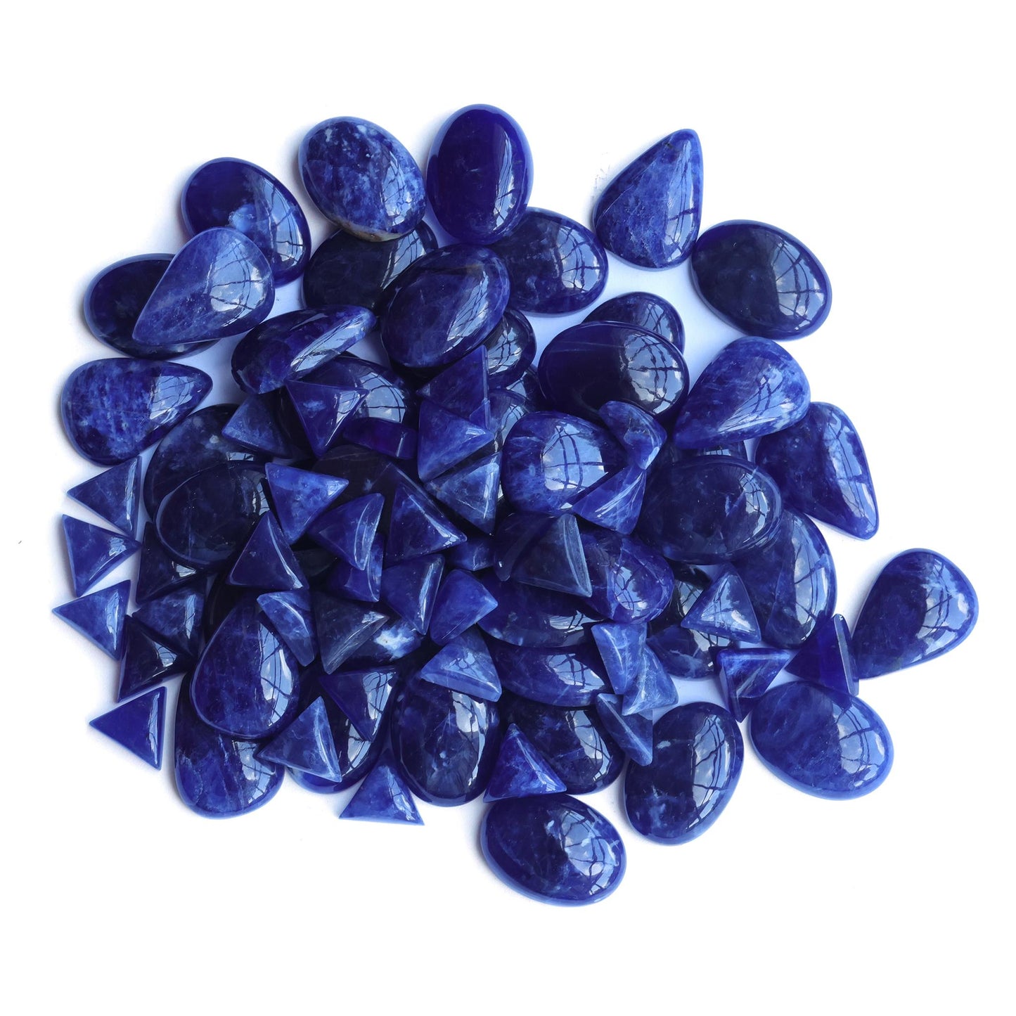 Sterling Silver Sodalite Pear Gemstone Leaf Pendant Enhancer 