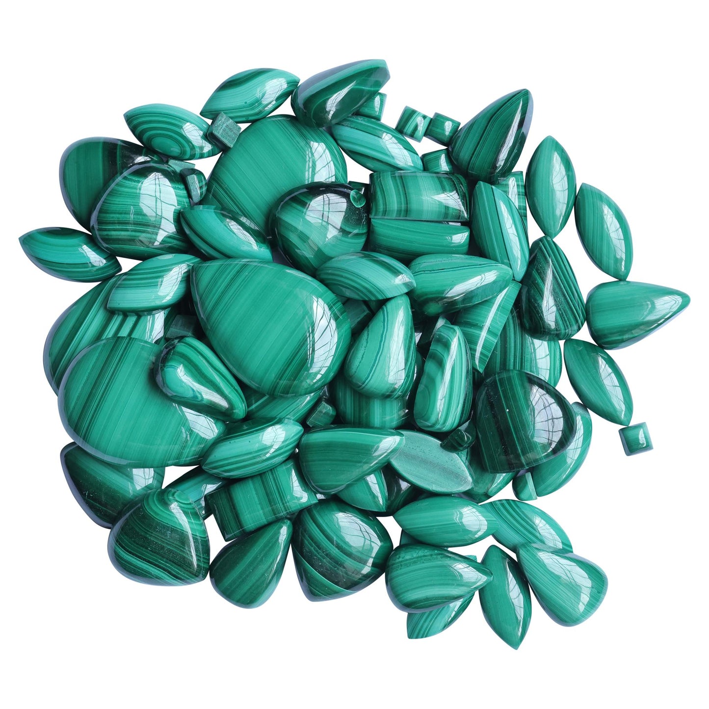 Sterling Silver Malachite Pear Gemstone Leaf Pendant Enhancer 