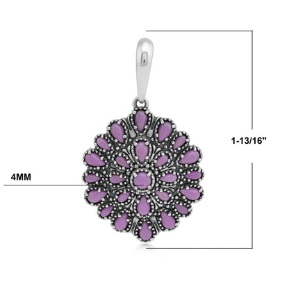 Sterling Silver Phosphosiderite Petit Point Round Pendant Enhancer