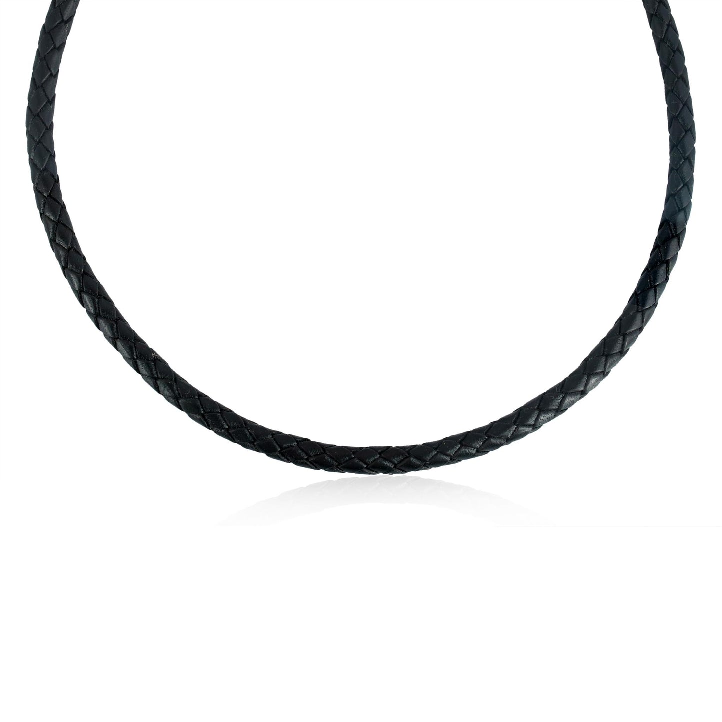 Sterling Silver Braided Black Leather Toggle Necklace