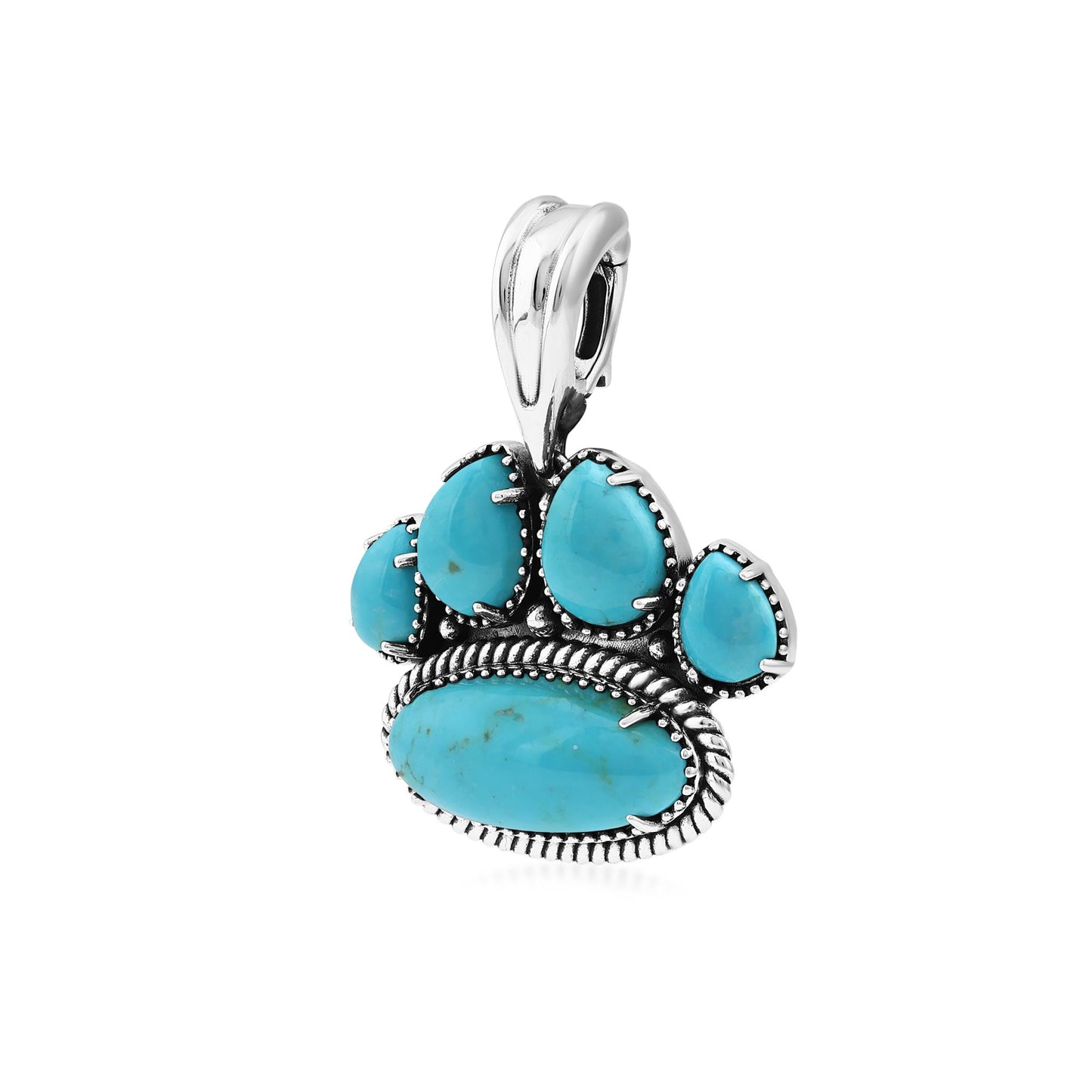 Sterling Silver Kingman Turquoise Pawprint Pendant Enhancer