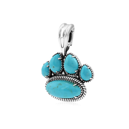 Sterling Silver Kingman Turquoise Pawprint Pendant Enhancer
