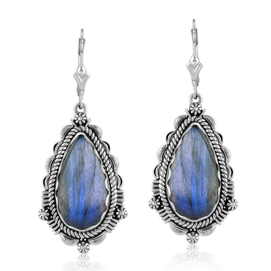 LIMITED EDITION! Sterling Silver Labradorite Pear-Shaped Dangle Earrings