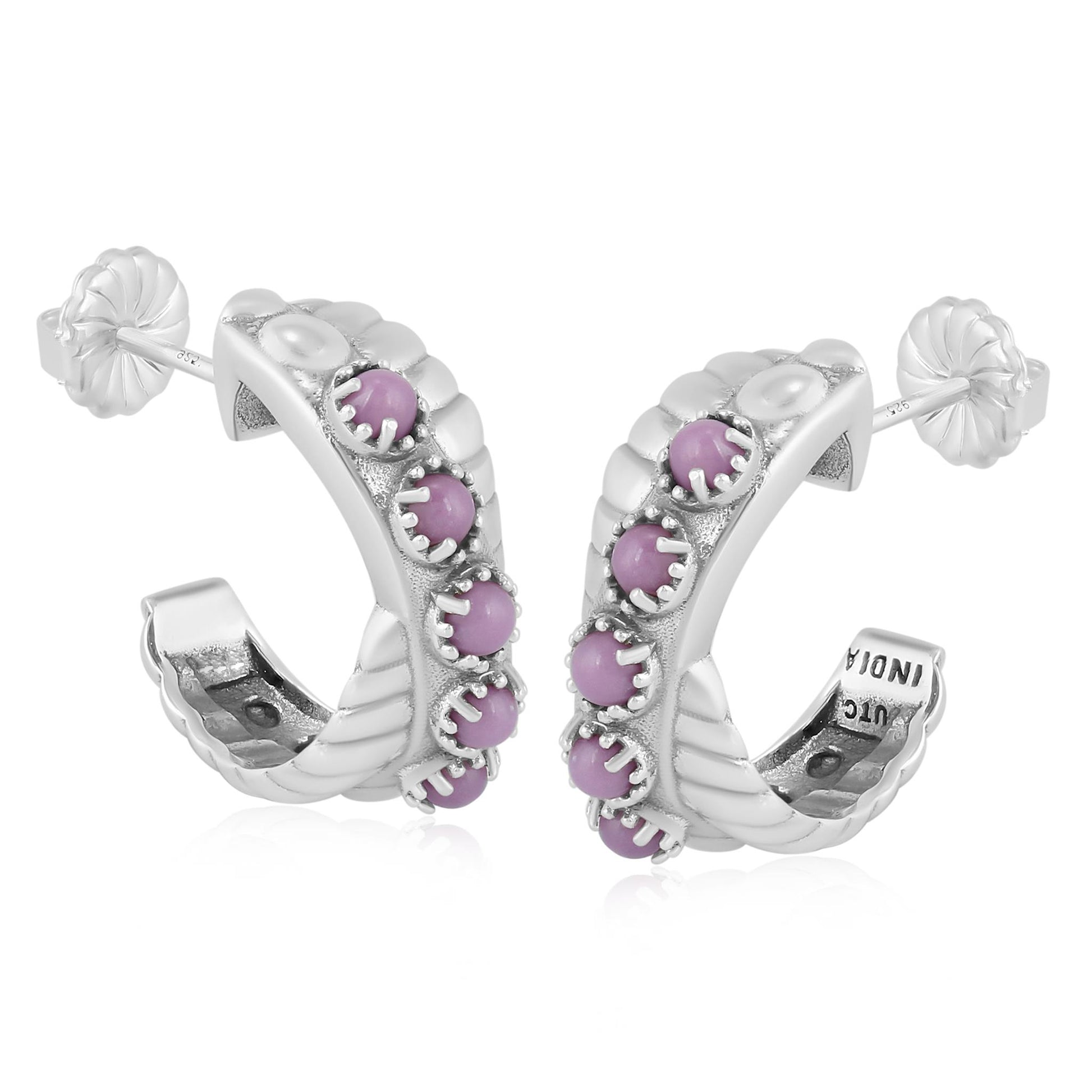 Sterling Silver Phosphosiderite Twist Hoop Earrings