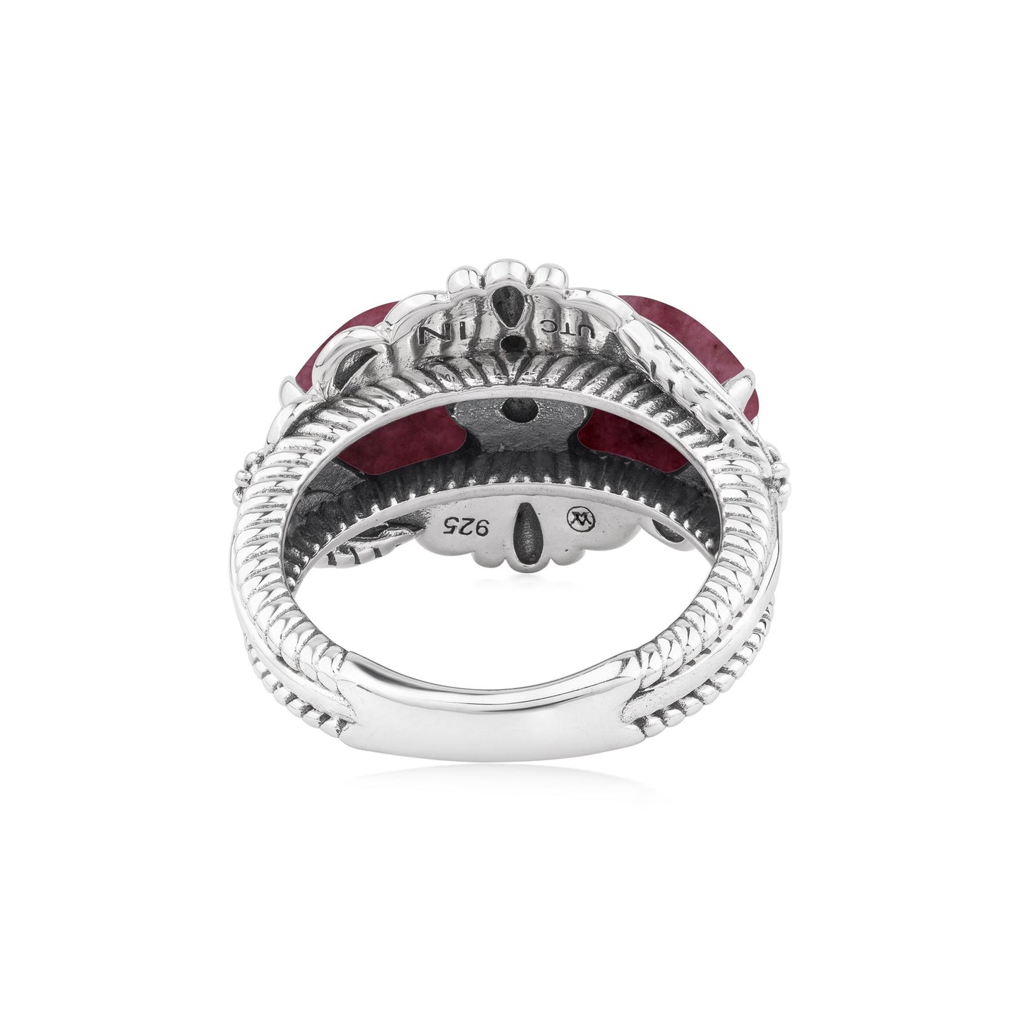 EXCLUSIVELY OURS! Sterling Silver Rhodonite Double Heart Ring, Sizes 5 to 11