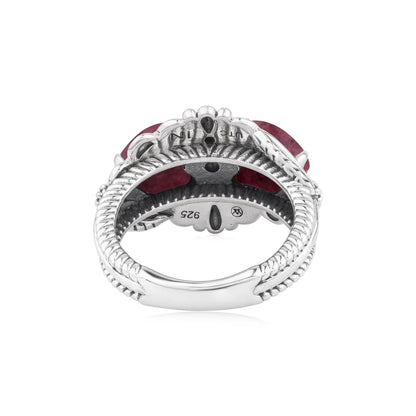 EXCLUSIVELY OURS! Sterling Silver Rhodonite Double Heart Ring, Sizes 5 to 11