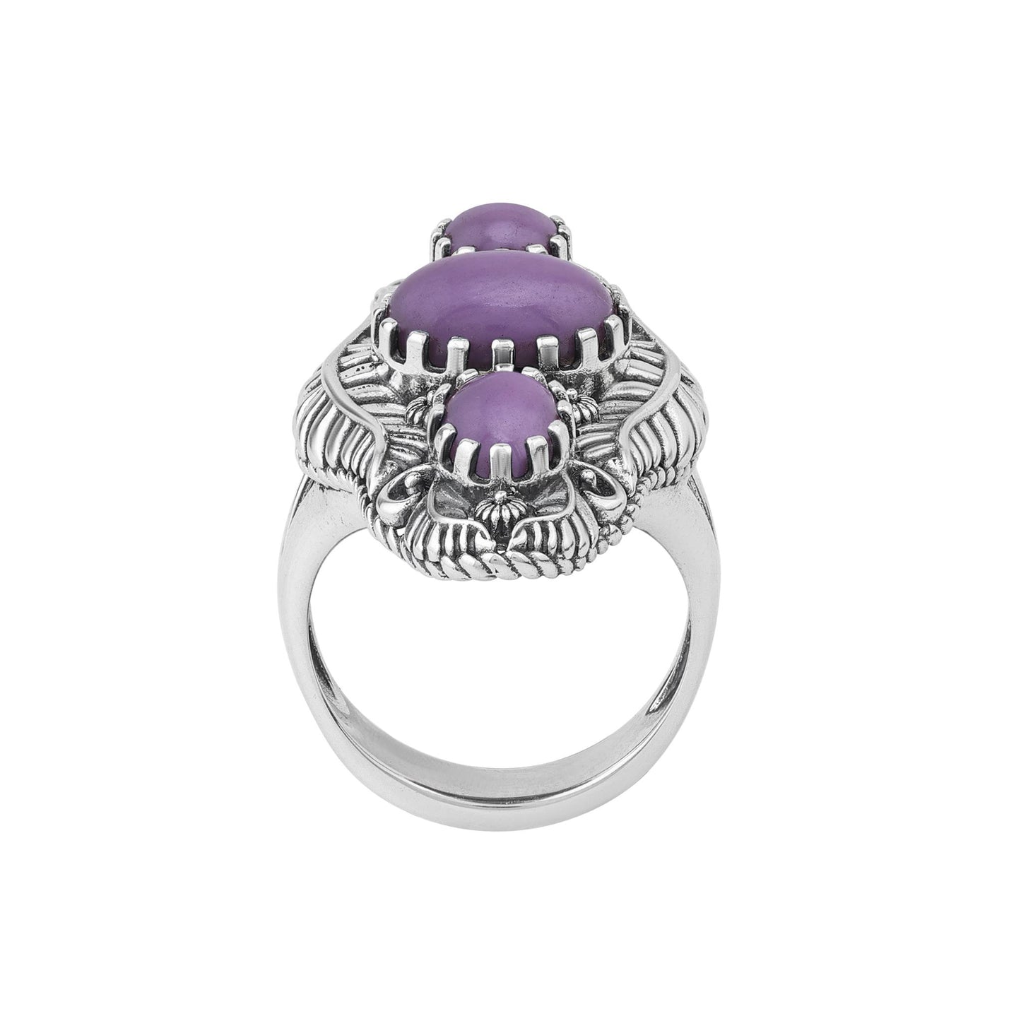 Sterling Silver Phosphosiderite Leaf and Vine Oval Ring