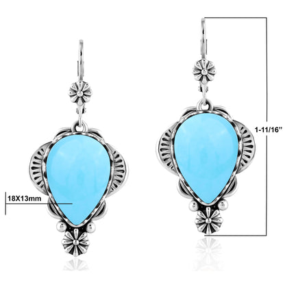 LIMITED EDITION! Sterling Silver Kingman Turquoise Pear-Cut Concha Earrings