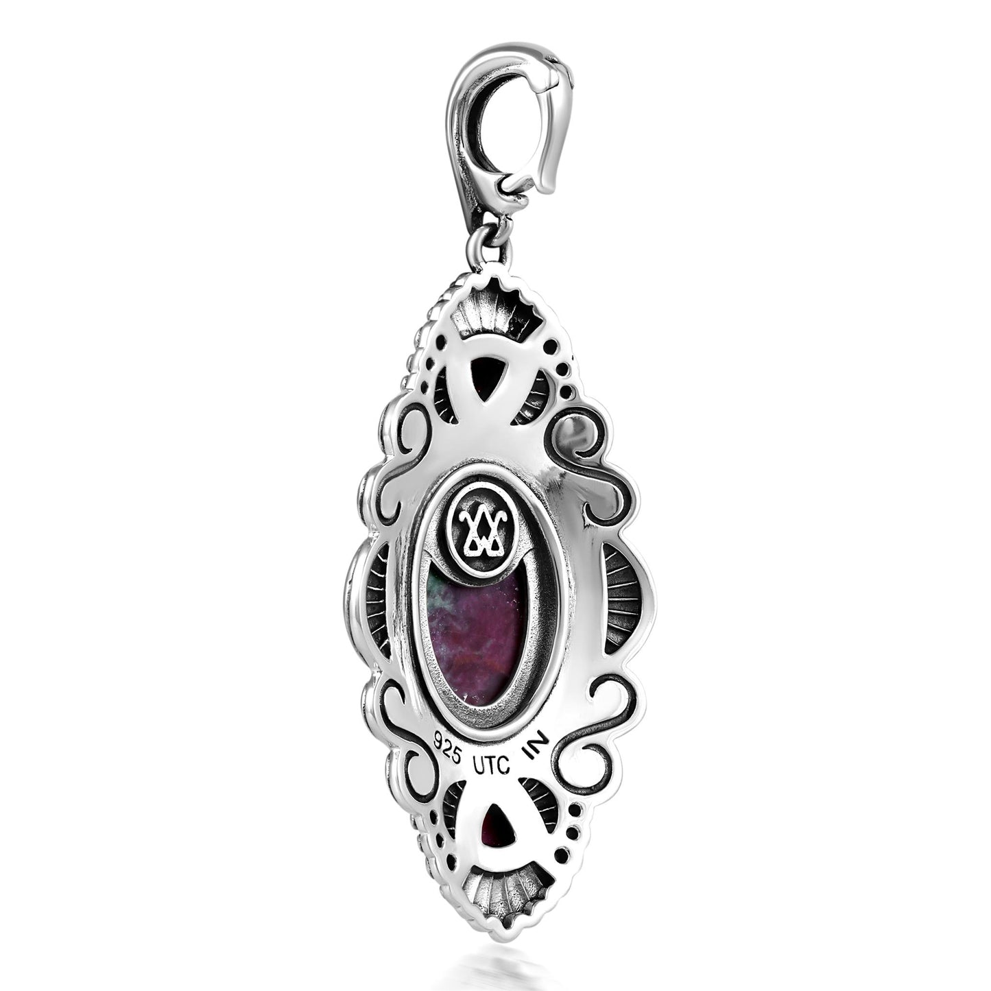 Sterling Silver Ruby Zoisite Oval and Trillion Gemstone Rope Pendant Enhancer 