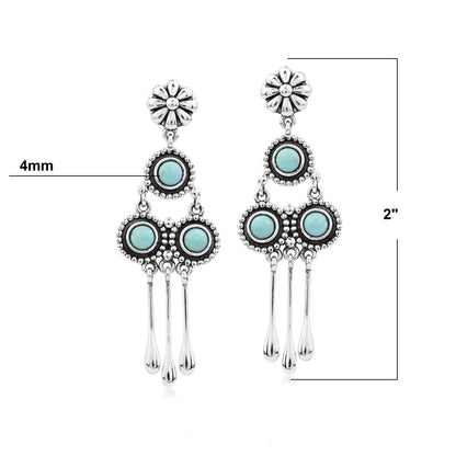 Sterling Silver Sleeping Beauty Turquoise Chandelier Earrings