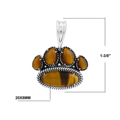 Sterling Silver Tiger's Eye Pawprint Pendant Enhancer