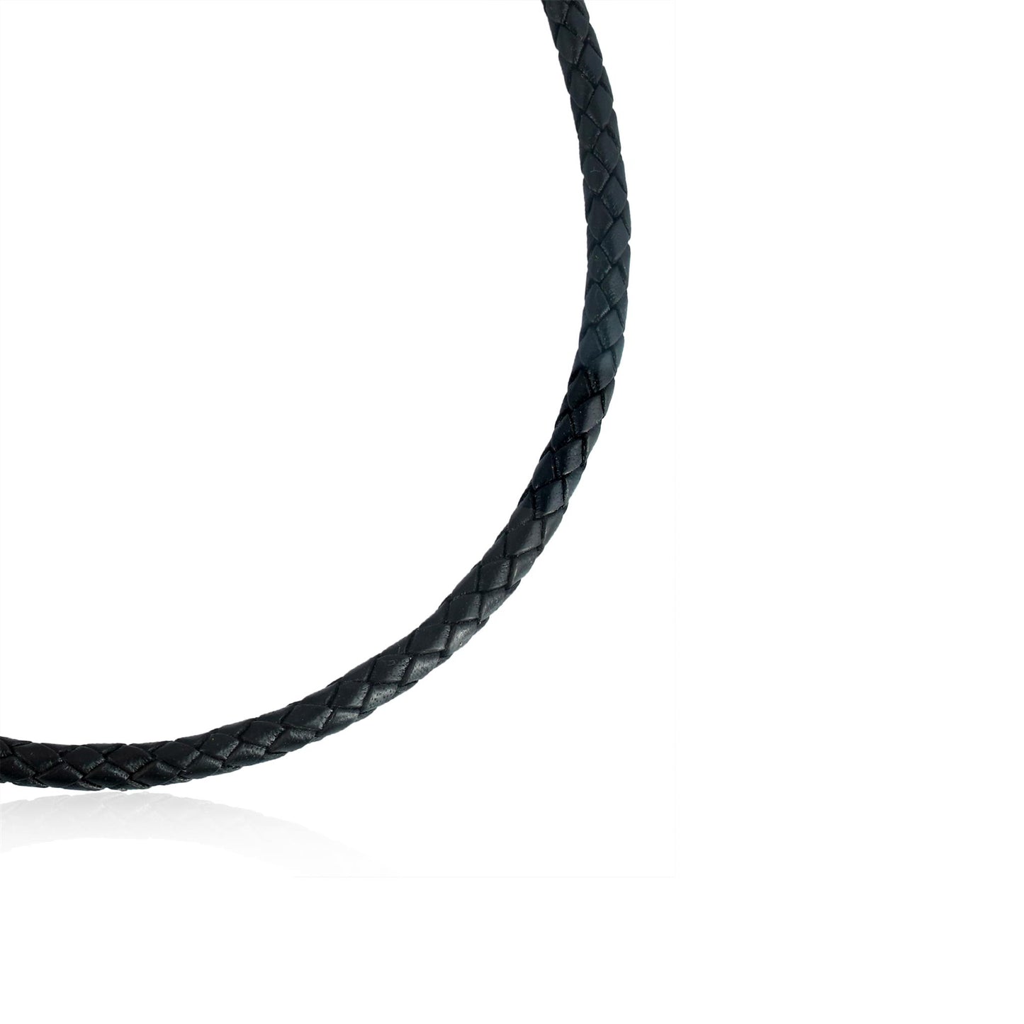 Sterling Silver Braided Black Leather Toggle Necklace