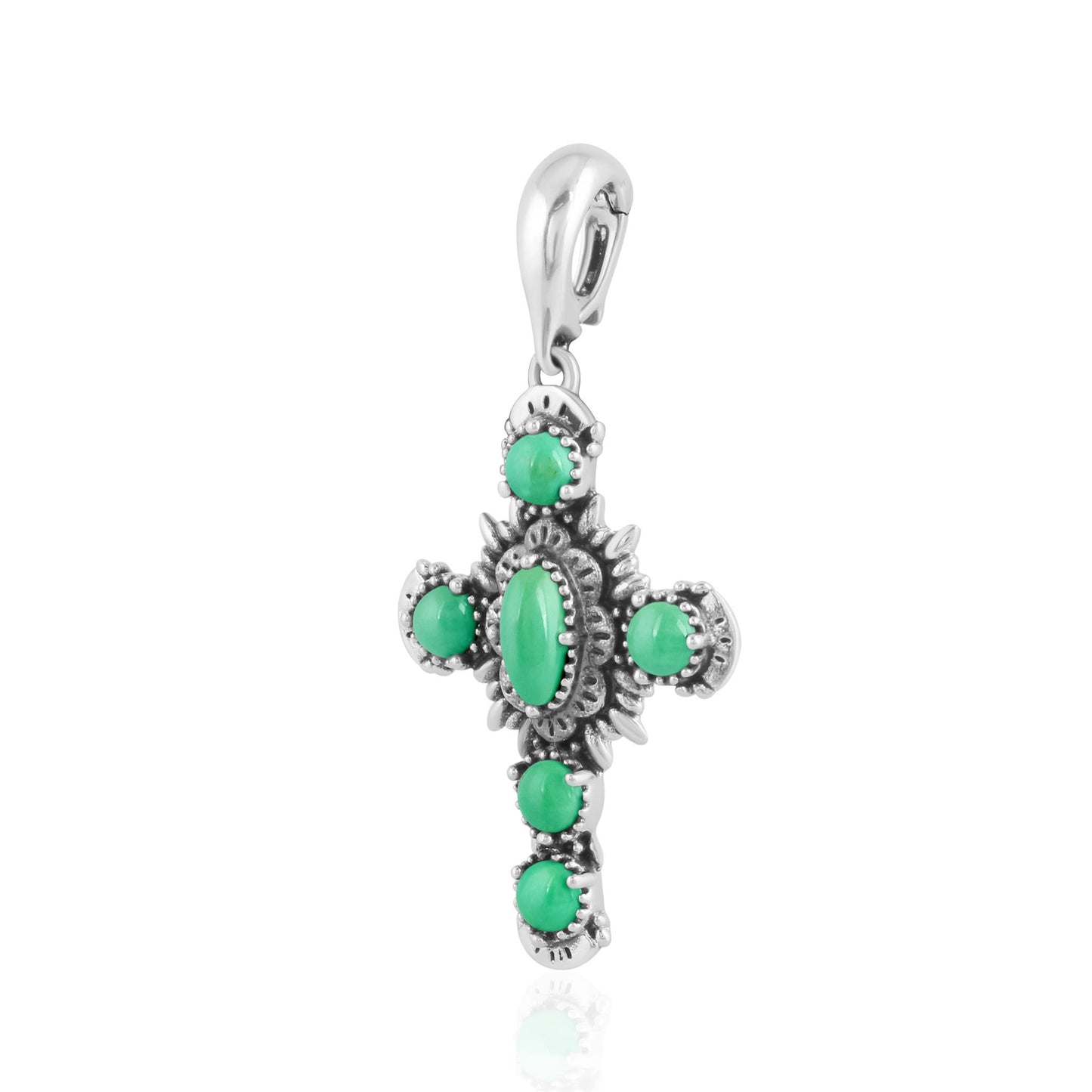 EXCLUSIVELY OURS! Sterling Silver Green Turquoise Cross Pendant Enhancer