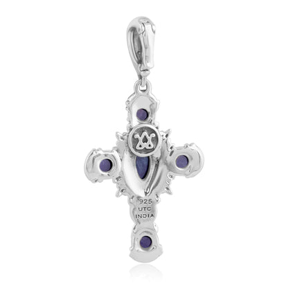 EXCLUSIVELY OURS! Sterling Silver Charoite Cross Pendant Enhancer