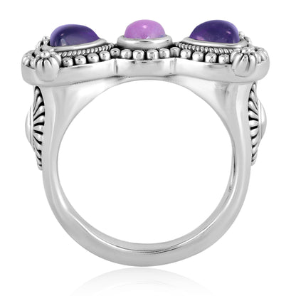 Sterling Silver Amethyst and Phosphosiderite Bow Tie Ring