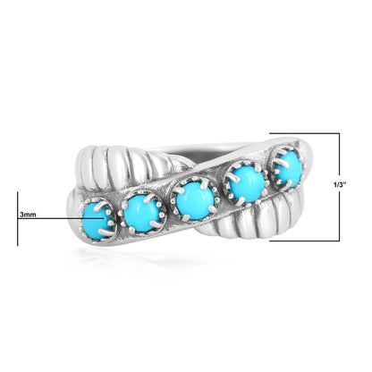 Sterling Silver Sleeping Beauty Turquoise Twist Band Ring