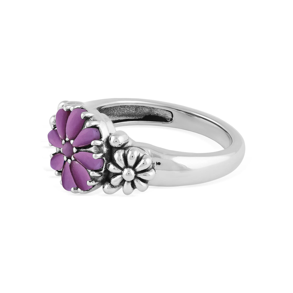 Sterling Silver Phosphosiderite Concha Flower Ring